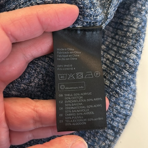 H&M Blue Marled Ribbed Crewneck Sleeveless Casual Crop Top Size Large - Picture 5 of 5